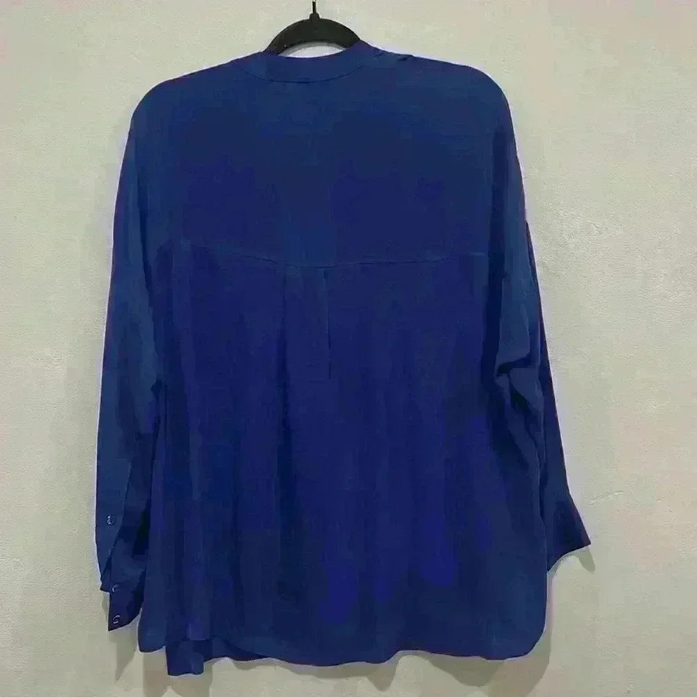 Vince oversized silk blue blouse top size small - Picture 9 of 13